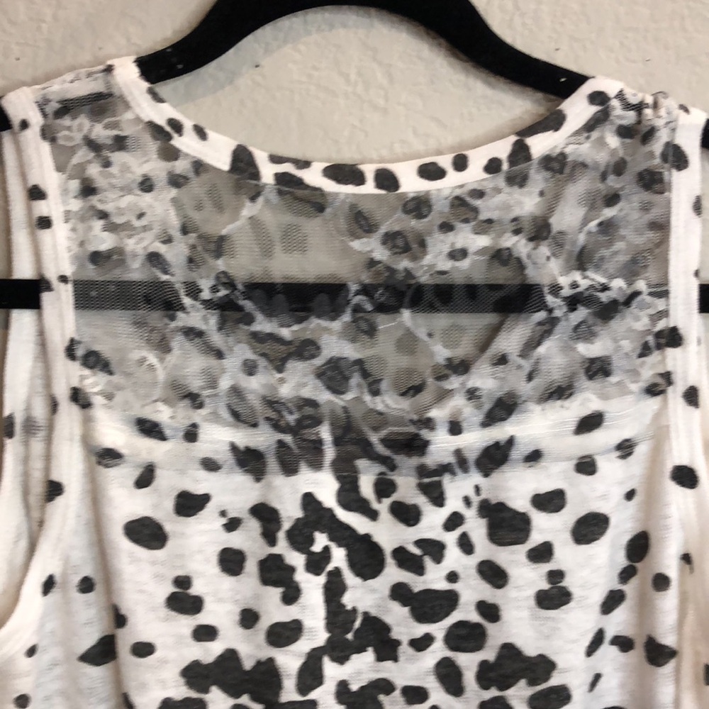 Vocal Sheer Lace Sleeveless leopard rhinestone Top women Medium lightweight - Picture 5 of 6